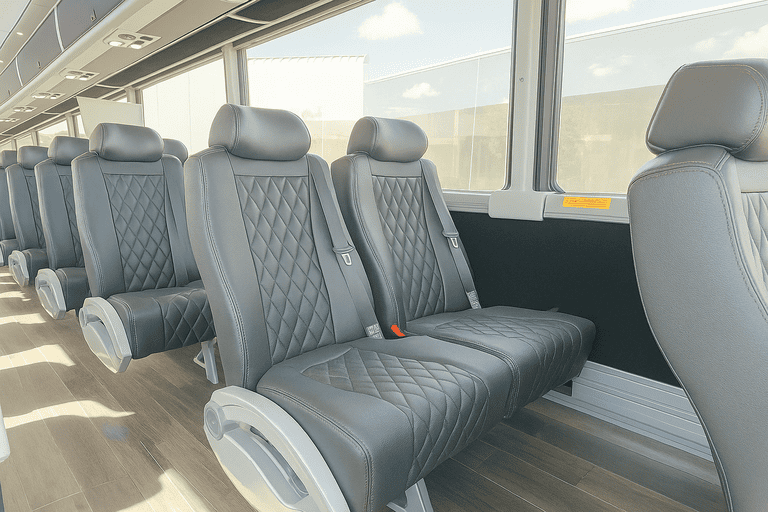 interior of Champaign Coach Bus Service charter bus